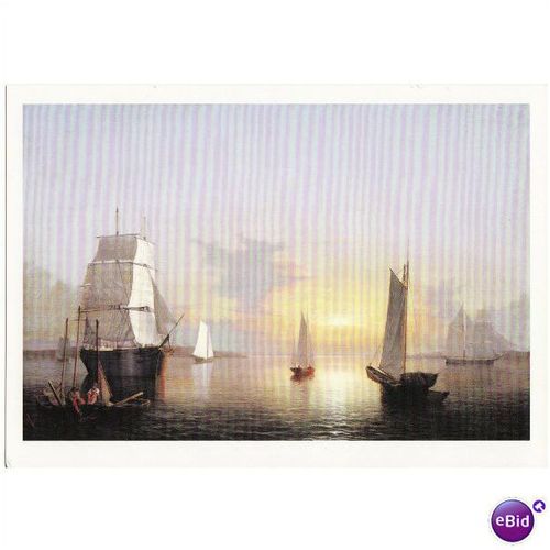 Art Postcard Gloucester Harbor 1850s Sail Boat Ship USA Harbour