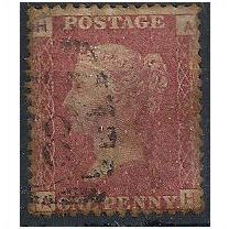 1858 SG43 1d Red Plate 145 Good/Fine Used Check Letters "AH".