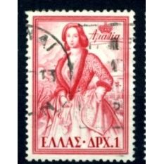 GREECE 1957 - Greek Royal Family - Queen Amalia 1d red - Women on Stamps - Used