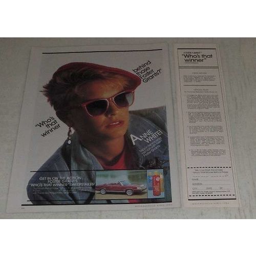 1986 Foster Grant Sunglasses Ad - Anne White - Who's That Winner