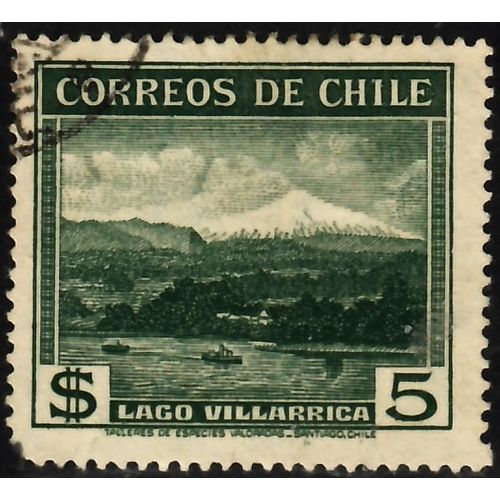 Chile, 1939, 5$ Lake Villarrica, SG 278 (Scott 208), used