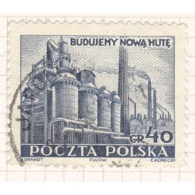 Poland 1951 - 40gr light blue - Smelting Works - used