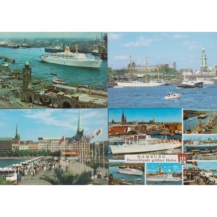 Hamburg Harbour St Pauli Ship Landing Stage Gorch Fock 4x German Postcard s
