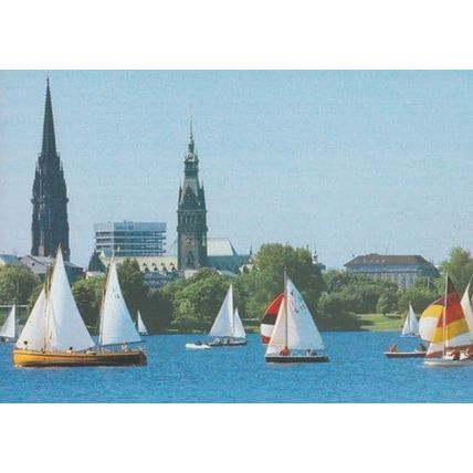 Hamburg Sailing Ship Segeln Auf Der Alster German Postcard