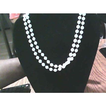 Vintage White beaded Long Necklace