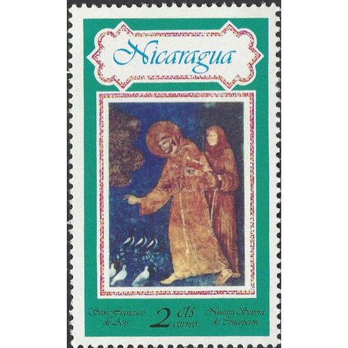 NICARAGUA, St Francis of Asisi feeding the birds, green 1978, 2c
