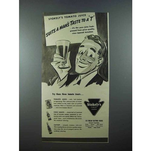 1940 Stokely's Tomato Juice Ad - Suits a Man's Taste