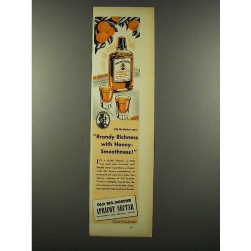 1940 Old Mr. Boston Apricot Nectar Ad - Richness