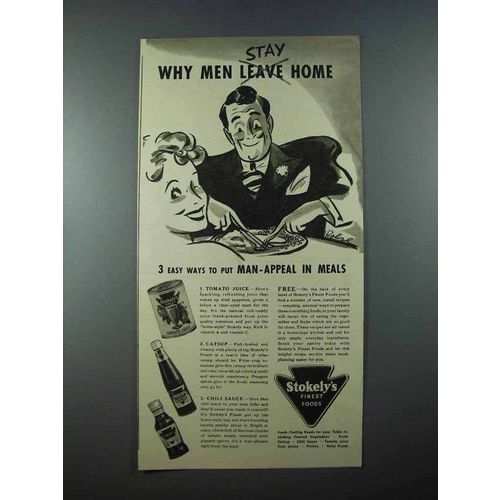 1940 Stokely's Tomato Juice, Catsup, Chili Sauce Ad