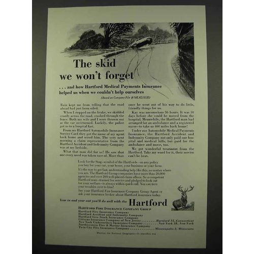 1957 Hartford Insurance Ad - The Skid We Won't Forget