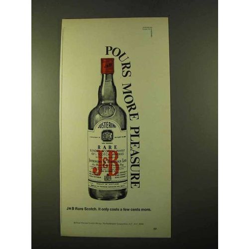 1970 J&B Scotch Ad - Pours Pleasure
