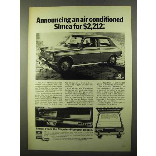 1971 Simca 1204 2-Door Sedan Ad - Air Conditioned