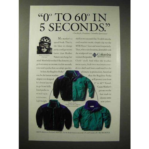 1993 Columbia Sportswear Bugaboo Parka Ad