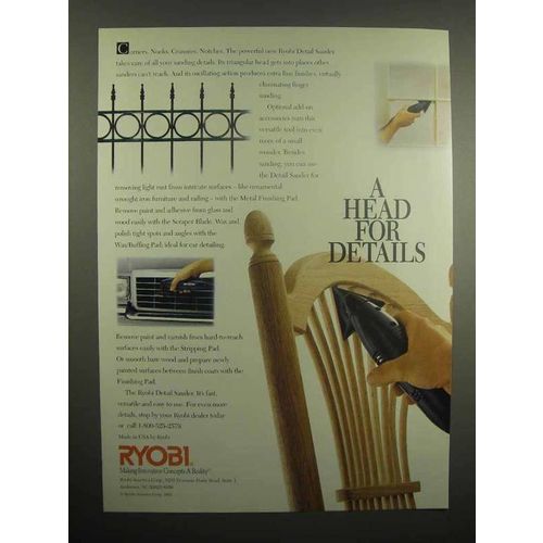 1992 Ryobi Detail Sander Ad - A Head For Details