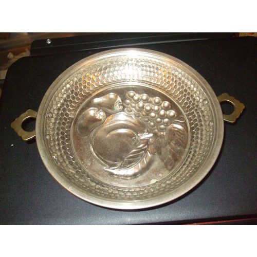 Mid Century Modern Solid Copper Metal Fruit Theme Gelatin Mold w/Handles