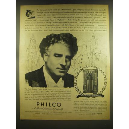 1936 Philco 116 DeLuxe Radio Ad - Giovanni Martinelli