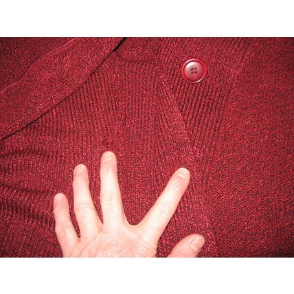 Womens Lemon Grass Red Cardigan PXL 44 Inch Chest Sweater Nubby Texture