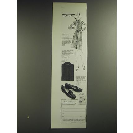 1974 Talbots Ad - Shirtdress, Crew-neck Pullover and Kidskin Flats shoes