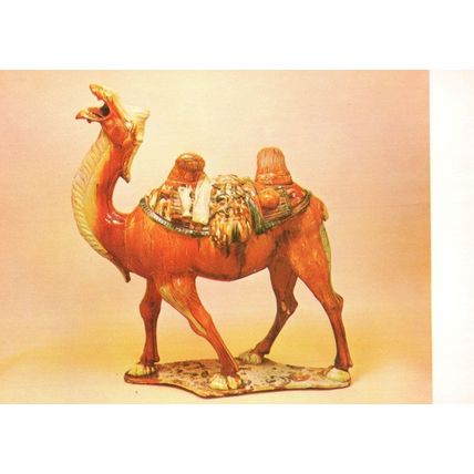 Camel Glazed Pottery Asian Dynasty China Model Postcard