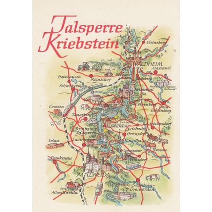 Talsperre Kriebstein Saxony Dam Waldheim Mittweida German Karte Map Postcard