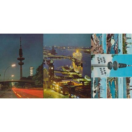 Hamburg Tower Restaurant At Night 3x German Postcard s