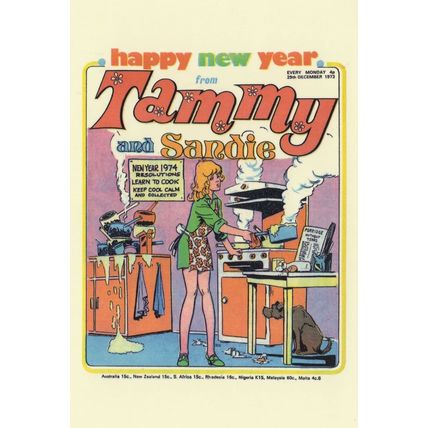 Learn To Cook Happy New Year 1974 Tammy Girls Comic Book Postcard