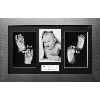 New Baby Casting Kit Gift Twins Siblings Large Babies Pewter Photo Display Frame