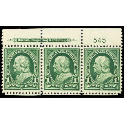 279, Mint NH PL# Strip of Three Stamps CV $85+ *......* Stuart Katz