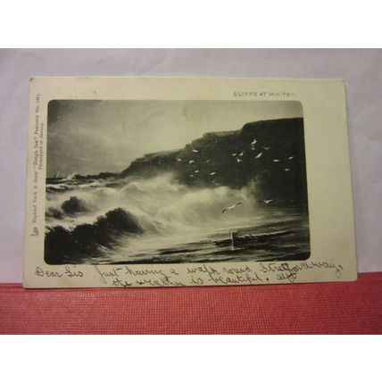 CLIFFS AT WHITBY, Yorkshire used antique postcard by Raphael Tuck 1902 pm /