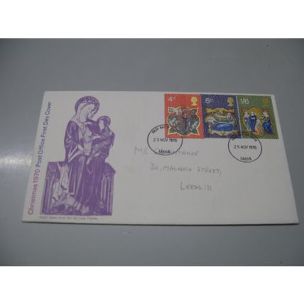 1970 GB FDC Cover - Christmas set - Leeds frank