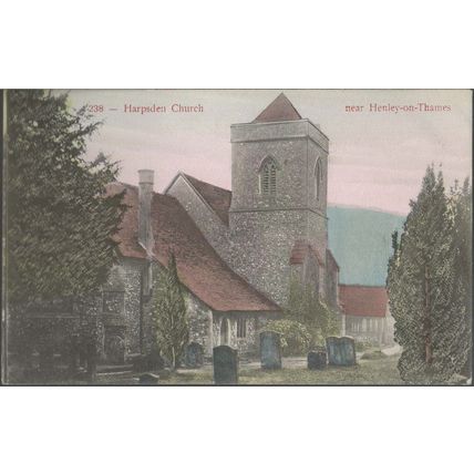 POSTCARD HARPSDEN CHUSCH HENLEY ON THAMES OXFORDSHIRE C1908 - 233