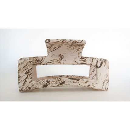 Beige and brown splatter paint rectangle hair claw clip