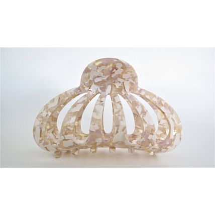 Large beige tan creme white marbled hair claw clip for thick hair