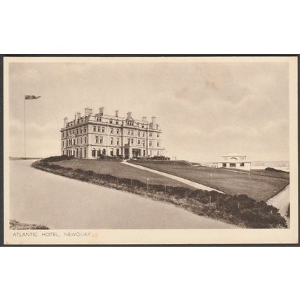 Atlantic Hotel, Newquay, Cornwall, c.1920s - Sparkes Postcard