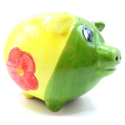 Piggybank Floral Multicoloured Ceramic Money Box 9 CM Gift Home Decor Savings
