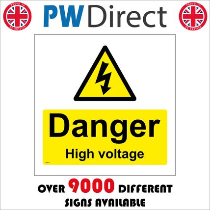 WS074 DANGER HIGH VOLTAGE SIGN RISK OF INJURY DEATH ELECTRICITY SAFETY WARNING