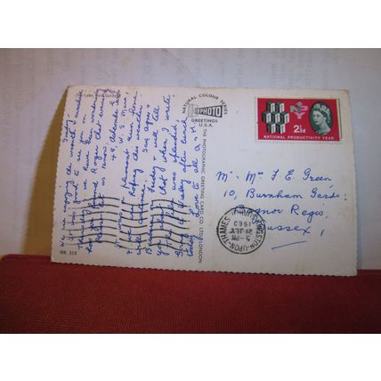 THE LAKE, KEW GARDENS. used postcard 1963 pm =