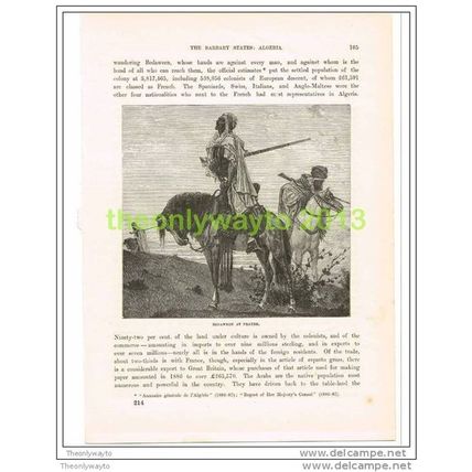 BEDAWEEN (BEDOUIN) AT PRAYER, ALGERIA, Book Illustration c1890