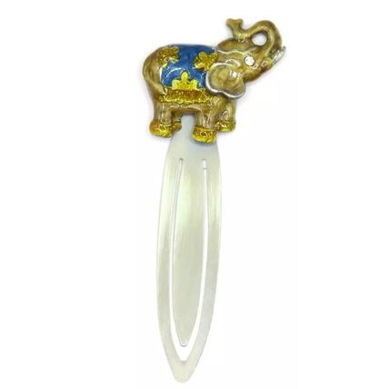 Elephant Bookmark Metal Brown & Blue Detail 11 CM Gift Collectable Home