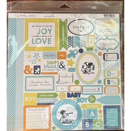 2 - Baby Mine Boy Scrapbook Papers 9 double sided textured papers sealed #400