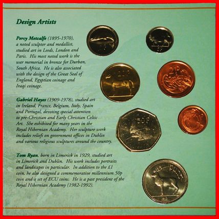 Ⰶ ANIMALS:IRELAND★1-2-5-10-20-50 PENCE 1 POUND 1998 BU RARE★LOW START★NO RESERVE