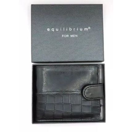 Black Mock Croc Pattern Wallet 10 CM Mens Comes Boxed Gift Fathers Day Notes