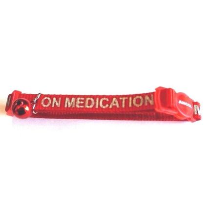 ON MEDICATION REFLECTIVE RED ANCOL SAFETY RELEASE CLIP CAT COLLAR AND BELL