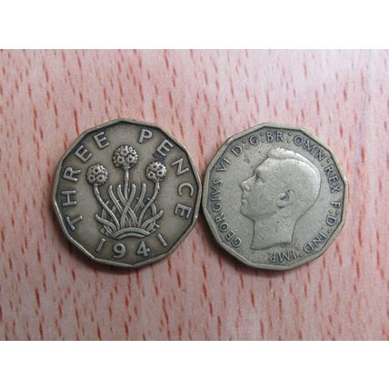 GB 1941 George VI Brass Threepence 3d Coin
