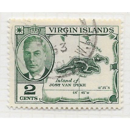 VIRGIN ISLANDS BRITISH 1952 KG6 JOST VAN DYKE 2c USED SG137