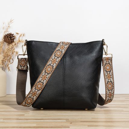 Women Shoulder Bag Vintage Crossbody Purse Handbag with Leopard Guitar Strap Hob