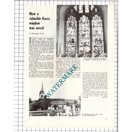 St Margaret's Church Margaretting Essex Jesse Window - 1972 Article