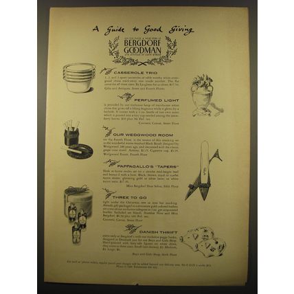 1961 Bergdorf Goodman Advertisement - A guide to good giving
