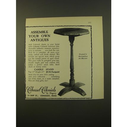 1961 Hagerty Cohasset Colonials Candle Stand Advertisement