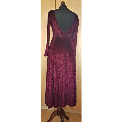 Charlotte Hatton Red Velvet Low Back Long Dress Size 10 UK